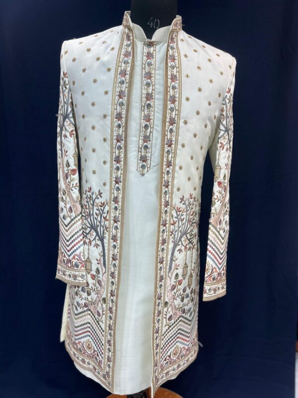 White Embroidered Men's Indowestern