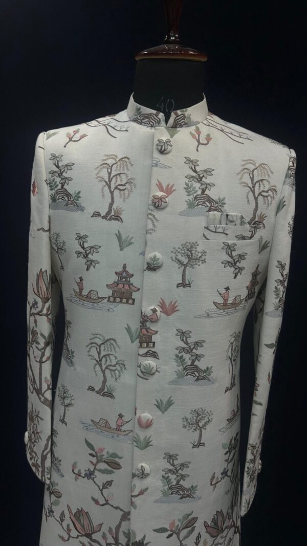 White Multicolored Premium Men's Indowestern - Image 2