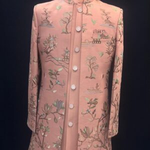 Peach Embroidered Men's Indowestern