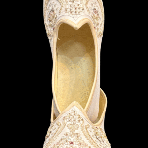 Ivory Heavy Embroidered Groom Jutti with Royal Zari Work