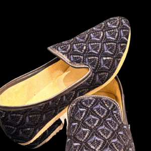 Navy Blue Embroidered Groom Jutti with Sequin Detailing