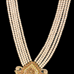 Royal pearl groom mala with crystal pendant for wedding sherwani